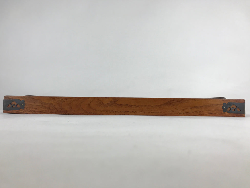 Japanese Wooden Serving Tray Vtg Large Obon Dark Brown Rectangle UR871