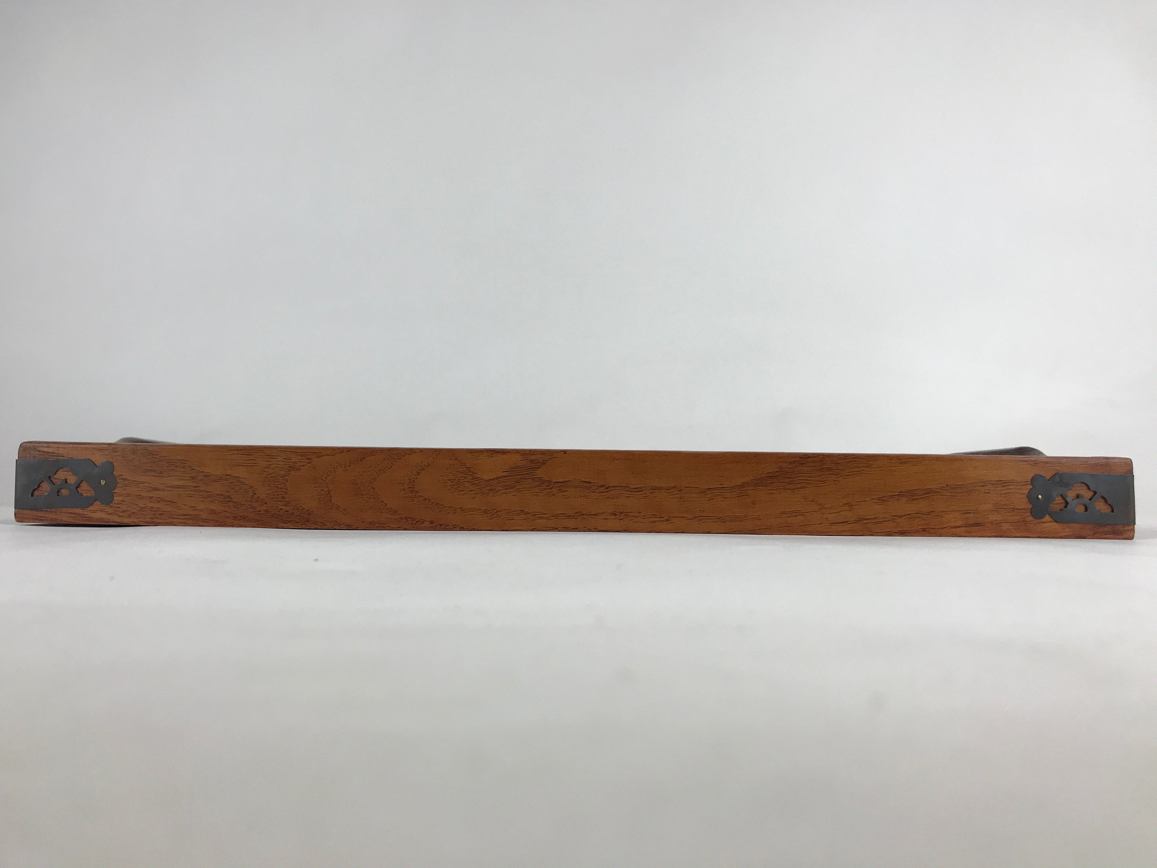 Japanese Wooden Serving Tray Vtg Large Obon Dark Brown Rectangle UR871