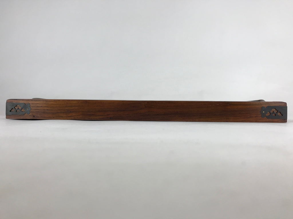 Japanese Wooden Serving Tray Vtg Large Obon Dark Brown Rectangle UR871