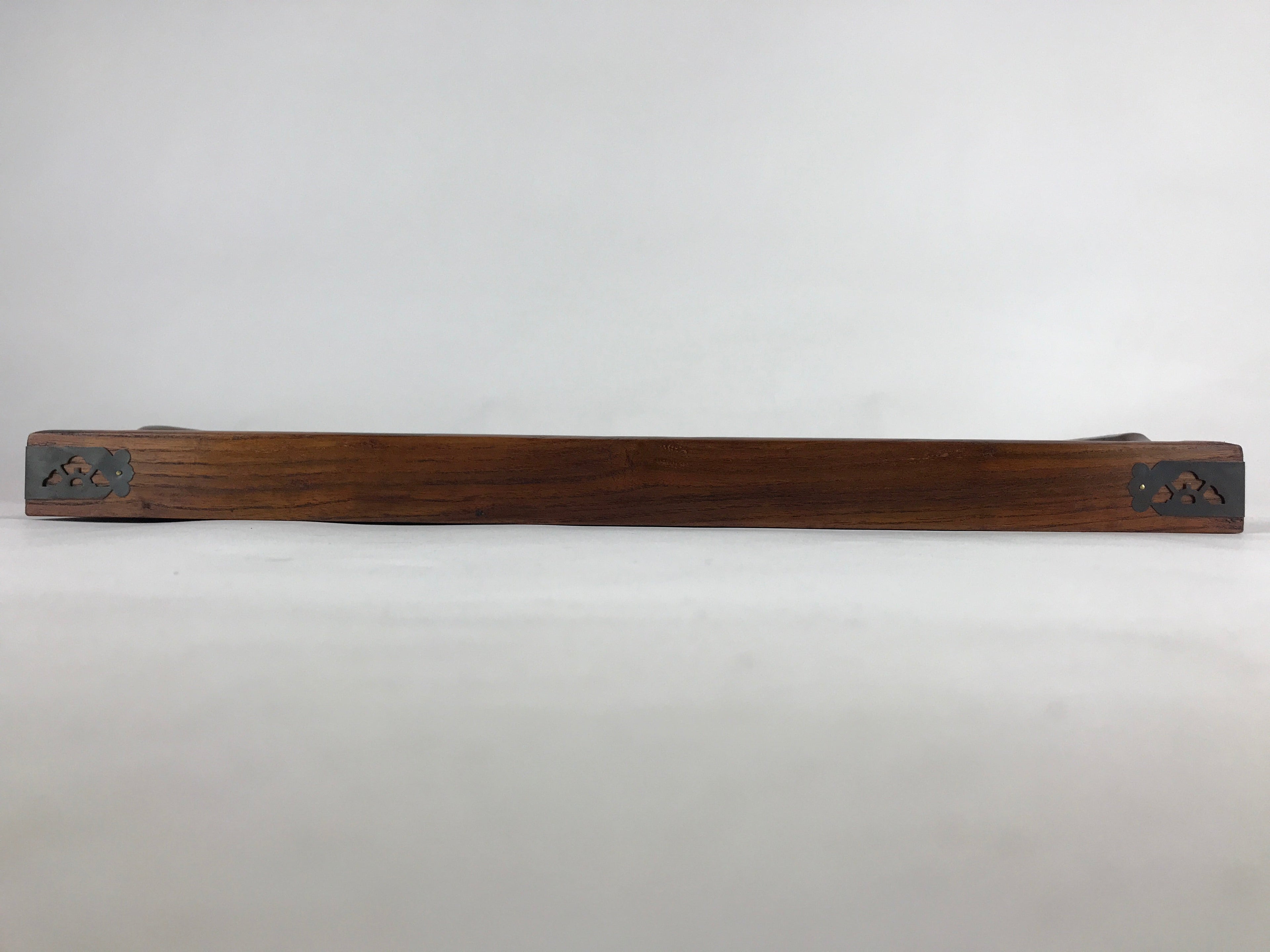 Japanese Wooden Serving Tray Vtg Large Obon Dark Brown Rectangle UR871