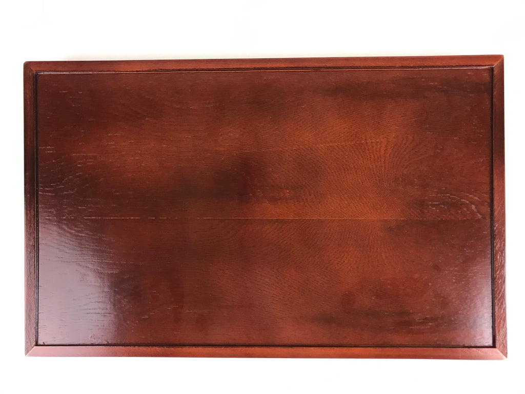 Japanese Wooden Serving Tray Vtg Large Obon Dark Brown Rectangle UR872