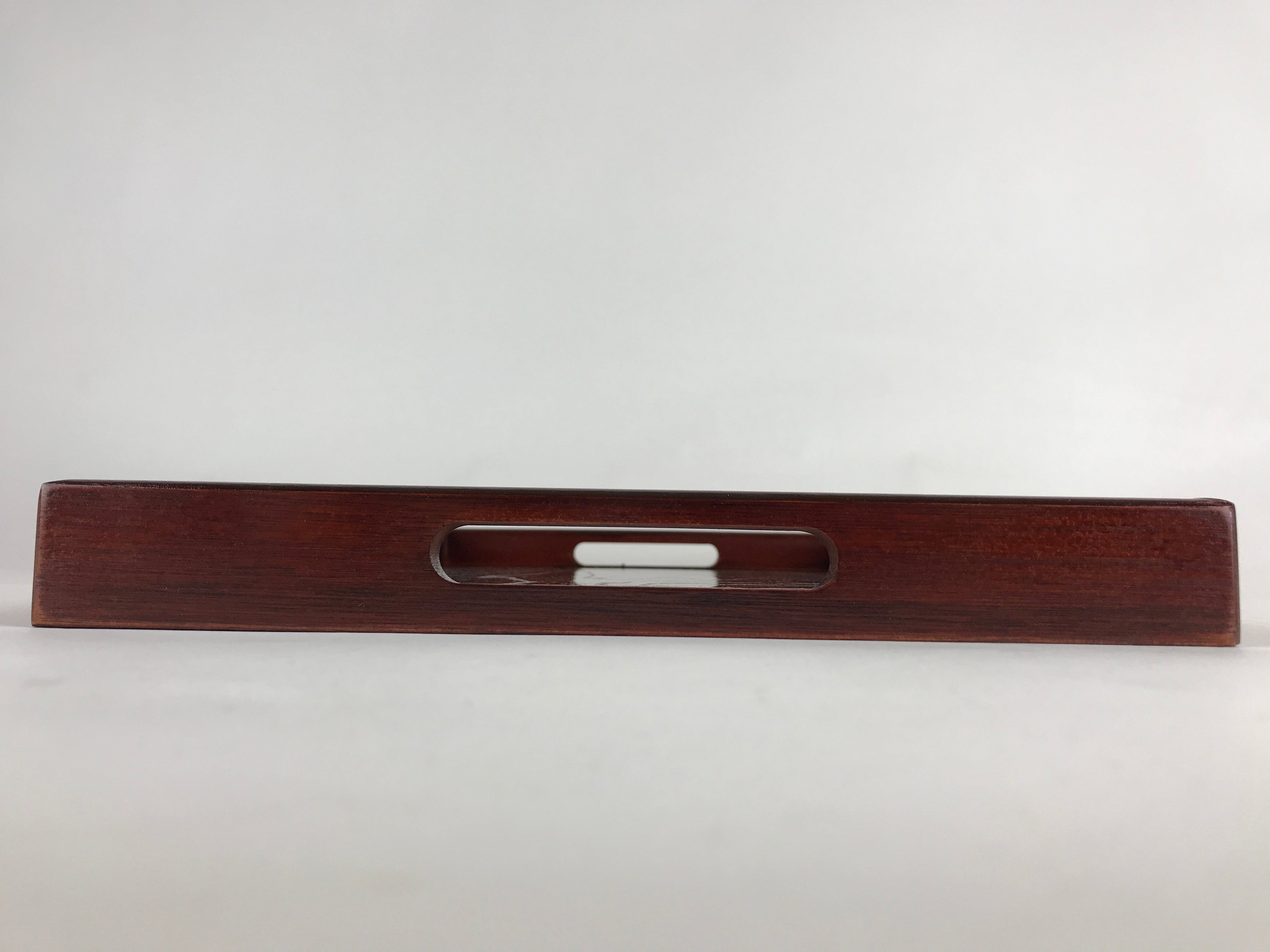 Japanese Wooden Serving Tray Vtg Large Obon Dark Brown Rectangle UR872