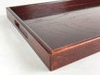Japanese Wooden Serving Tray Vtg Large Obon Dark Brown Rectangle UR872