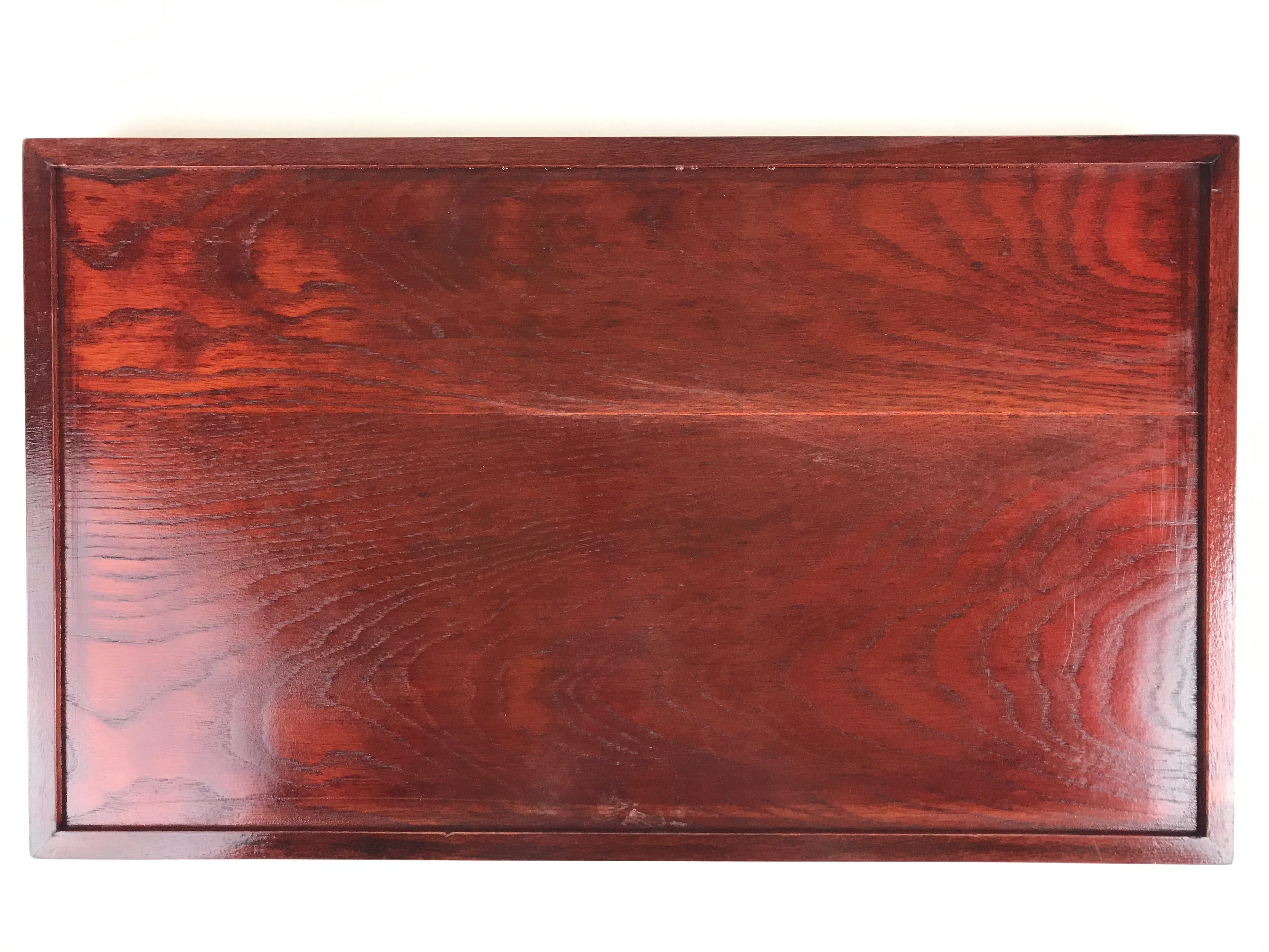 Japanese Wooden Serving Tray Vtg Obon Aizu-nuri Maki-e Flowers Brown UR868
