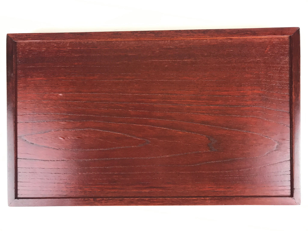 Japanese Wooden Serving Tray Vtg Obon Dark Brown Gold Maki-e Flowers UR858