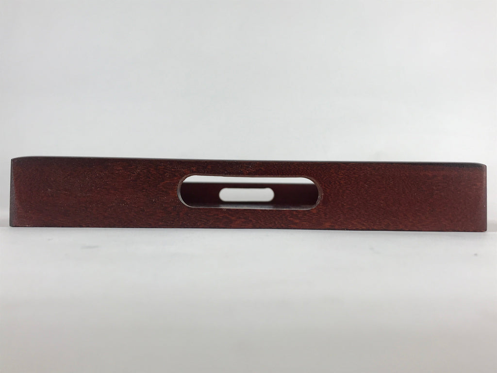 Japanese Wooden Serving Tray Vtg Obon Dark Brown Gold Maki-e Flowers UR858