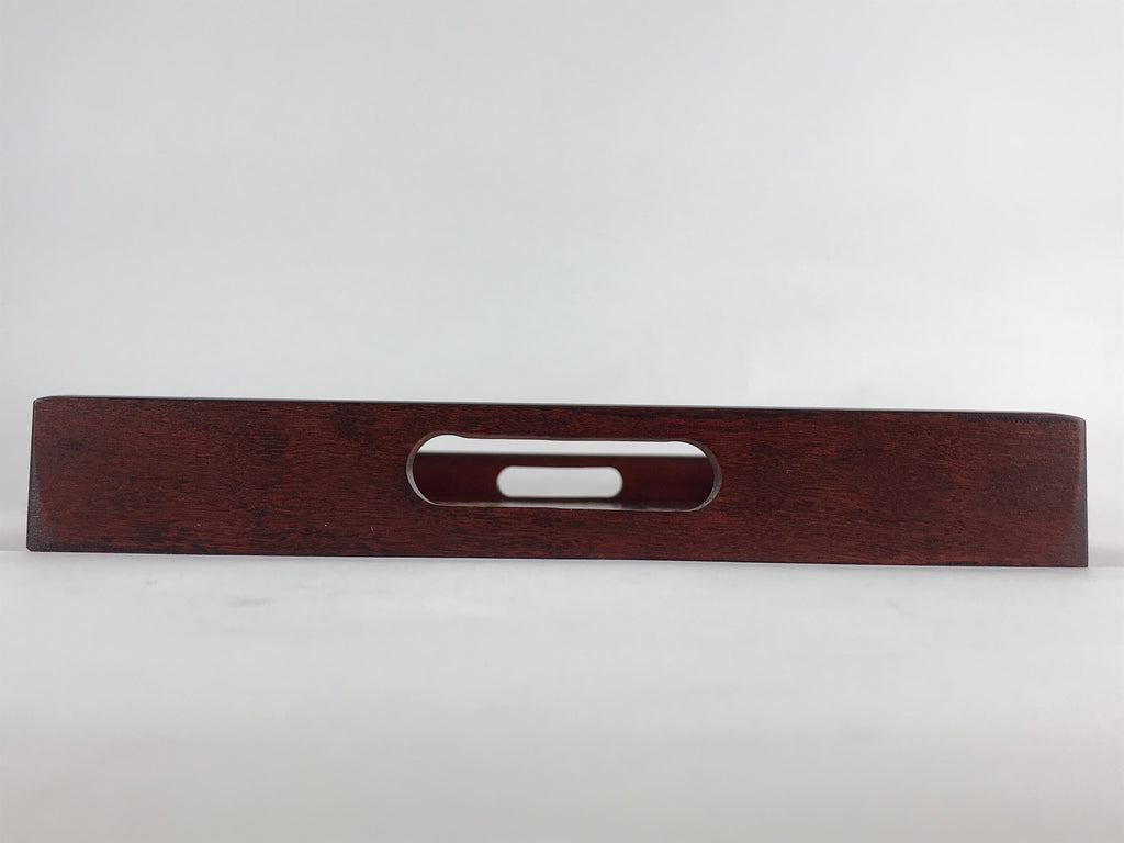Japanese Wooden Serving Tray Vtg Obon Dark Brown Gold Maki-e Flowers UR858
