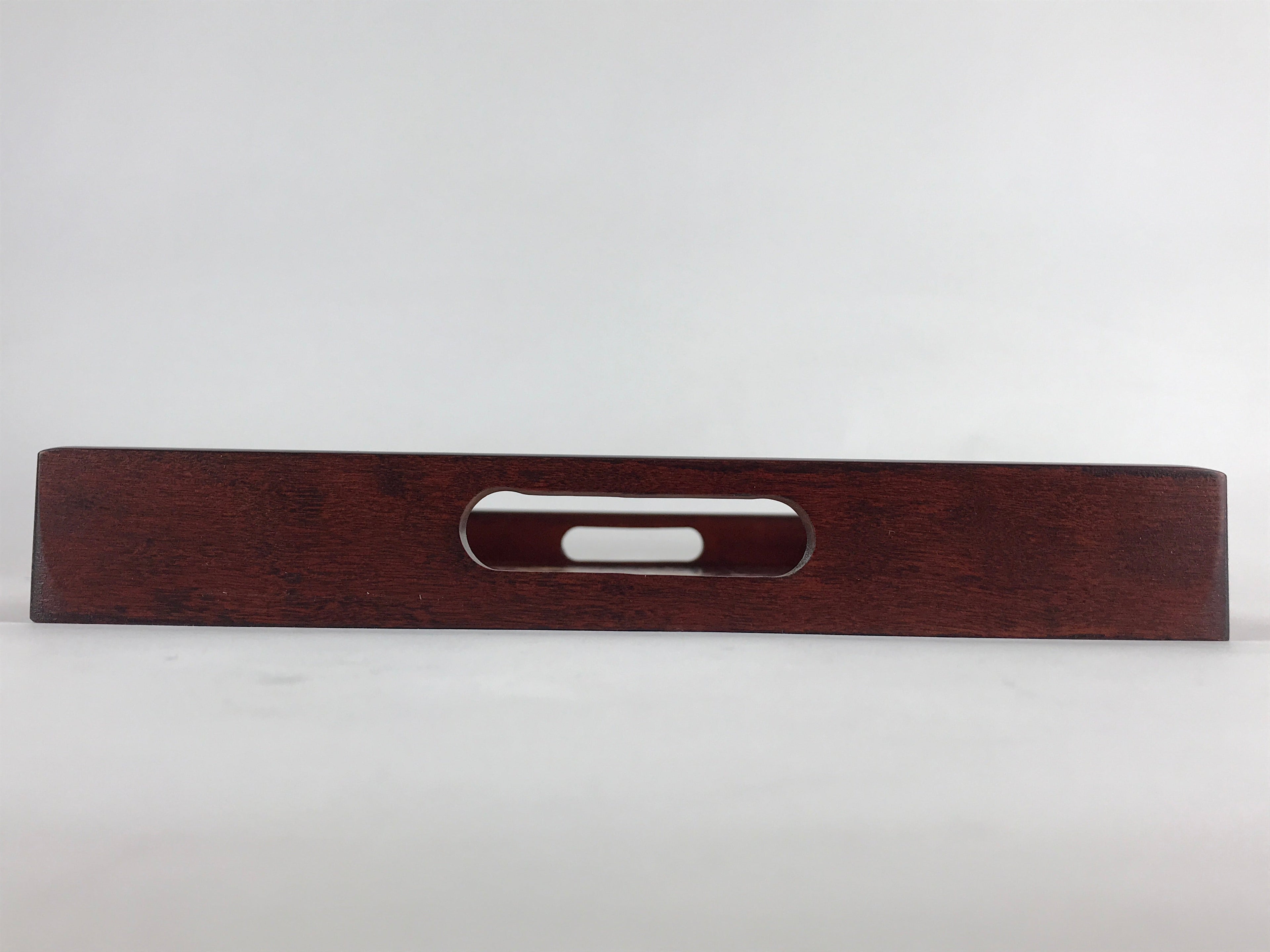 Japanese Wooden Serving Tray Vtg Obon Dark Brown Gold Maki-e Flowers UR858