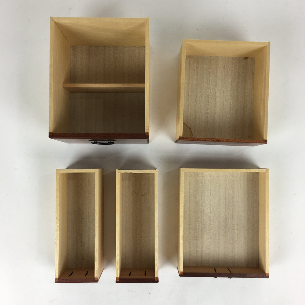 Japanese Wooden Sewing Box Vtg Cosmetic Box Tansu 4 Drawers 1door Haribako T311
