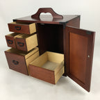 Japanese Wooden Sewing Box Vtg Cosmetic Box Tansu 4 Drawers 1door Haribako T311