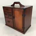 Japanese Wooden Sewing Box Vtg Cosmetic Box Tansu 4 Drawers 1door Haribako T311