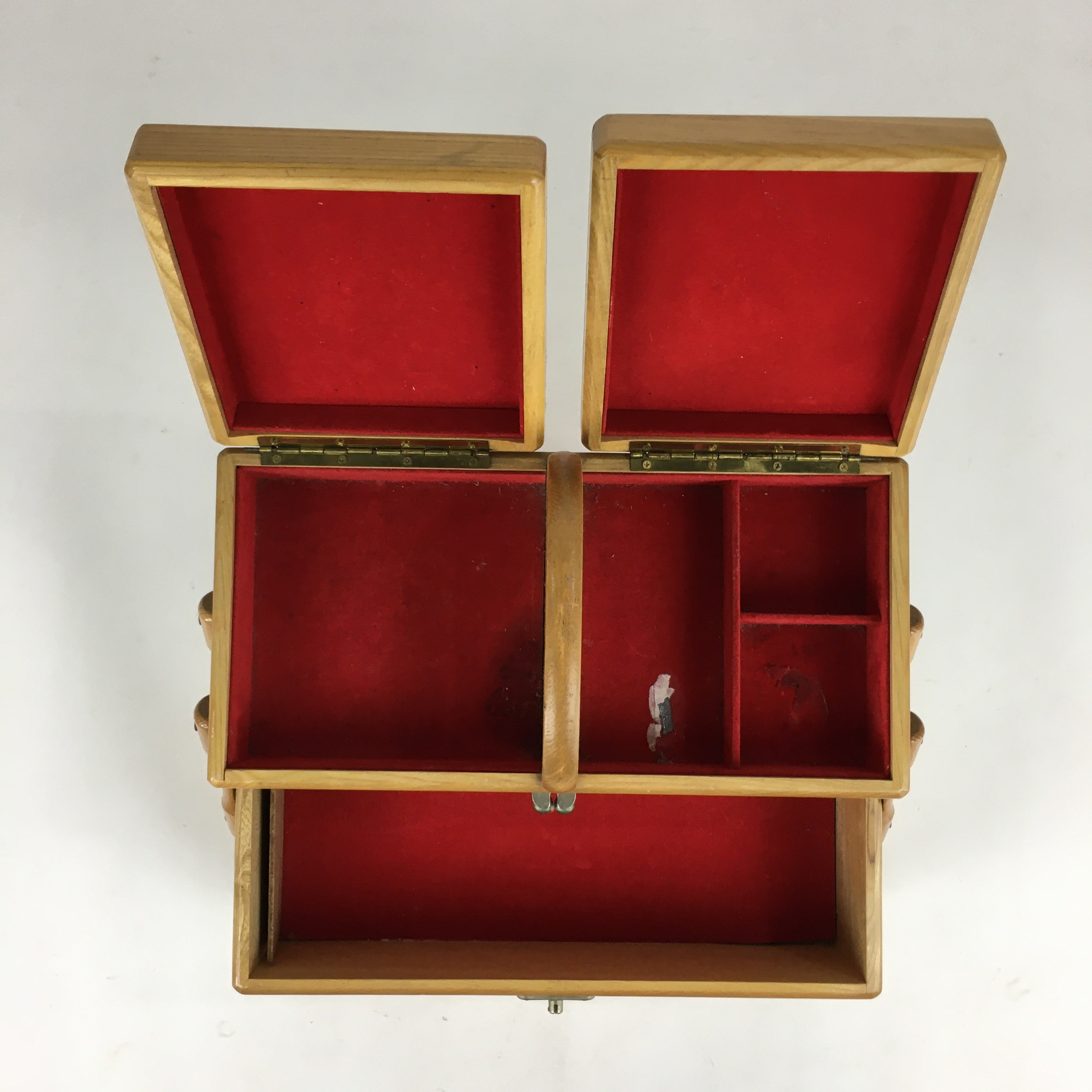 Japanese Wooden Sewing Box Vtg Haribako Chest Tansu 1 Drawers T314