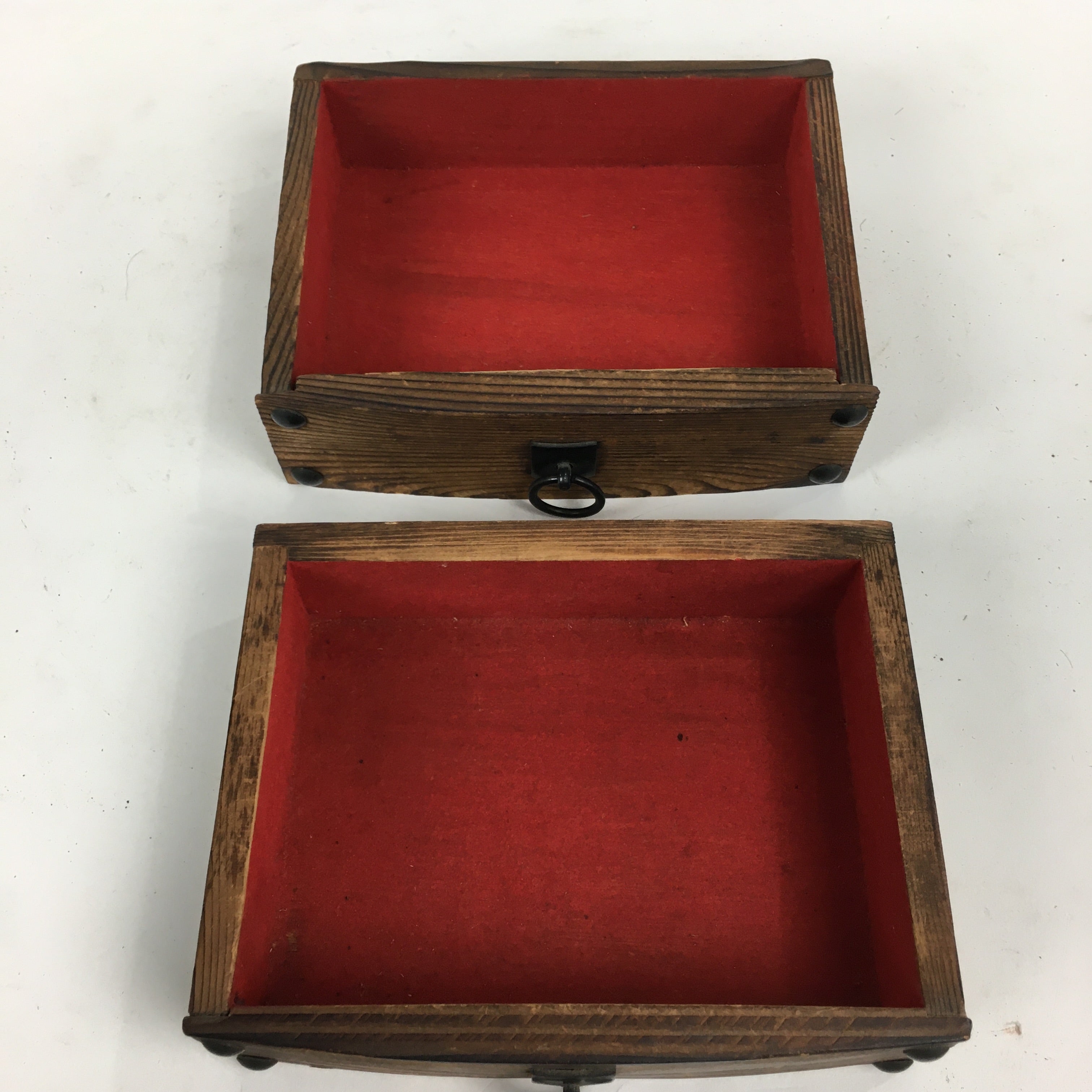 Japanese Wooden Sewing Box Vtg Haribako Chest Tansu 2 Drawers Brown T278