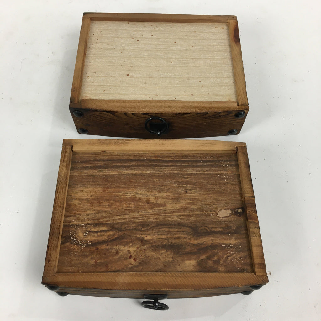 Japanese Wooden Sewing Box Vtg Haribako Chest Tansu 2 Drawers Brown T278