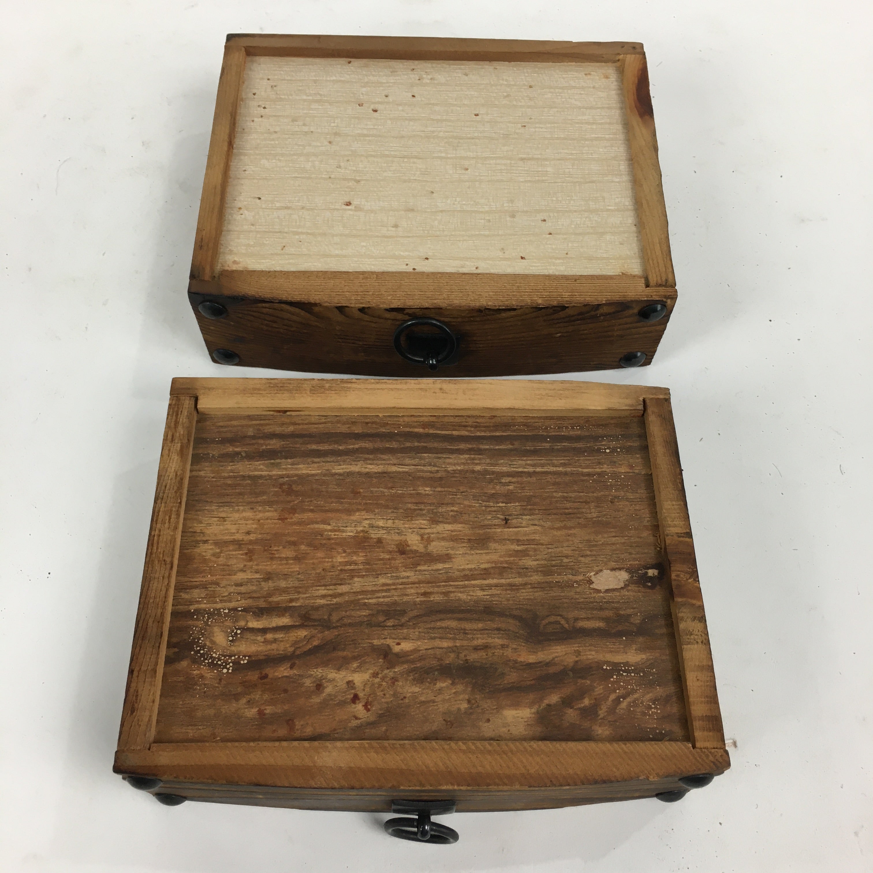 Japanese Wooden Sewing Box Vtg Haribako Chest Tansu 2 Drawers Brown T278