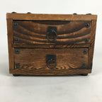 Japanese Wooden Sewing Box Vtg Haribako Chest Tansu 2 Drawers Brown T278