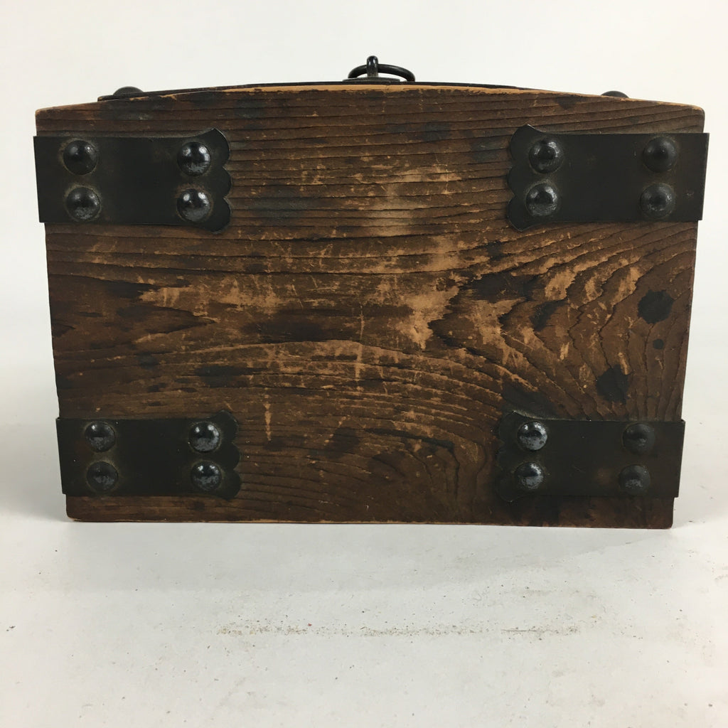 Japanese Wooden Sewing Box Vtg Haribako Chest Tansu 2 Drawers Brown T278