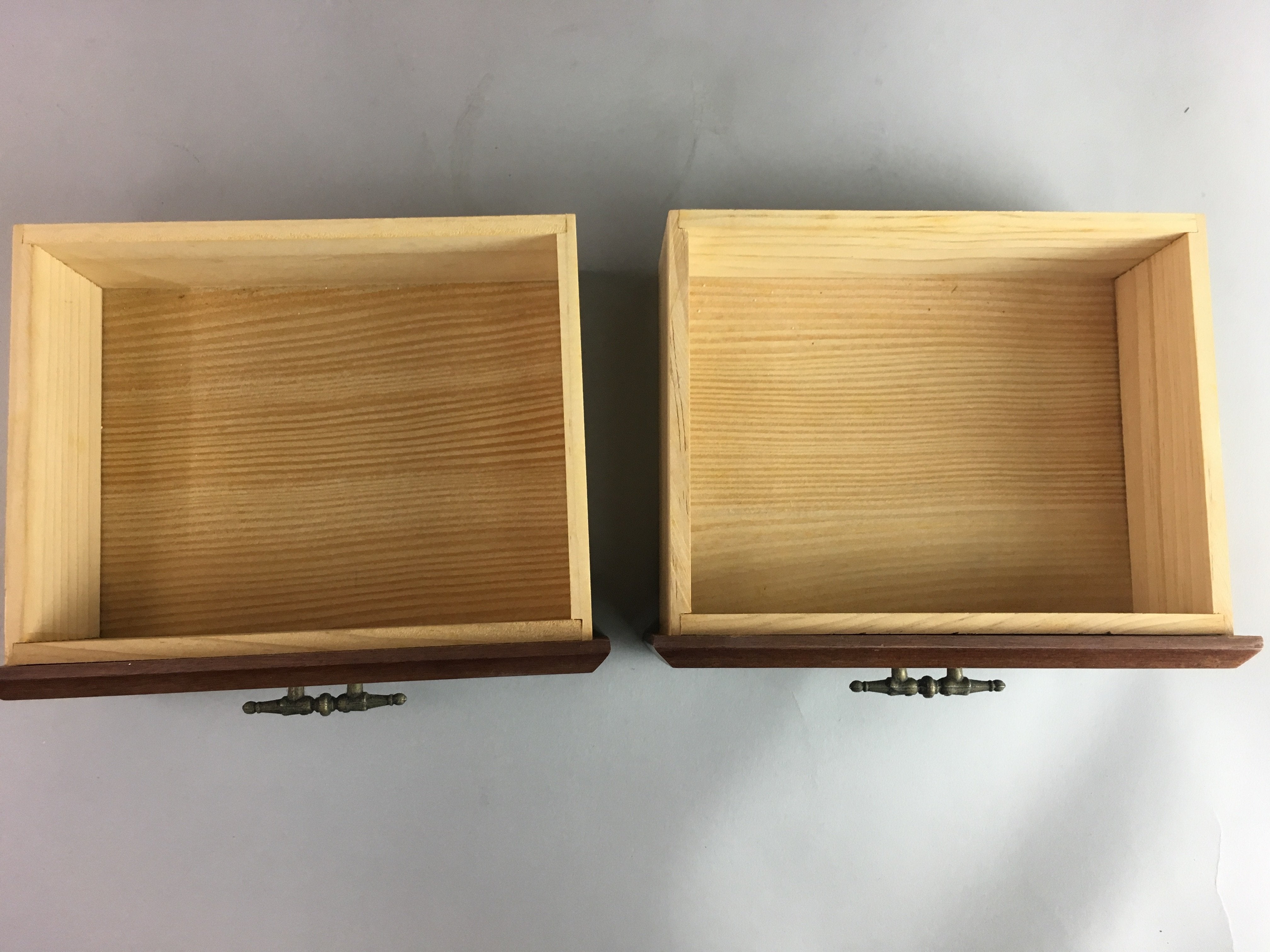 Japanese Wooden Sewing Box Vtg Haribako Chest Tansu 2 Drawers Grain T162