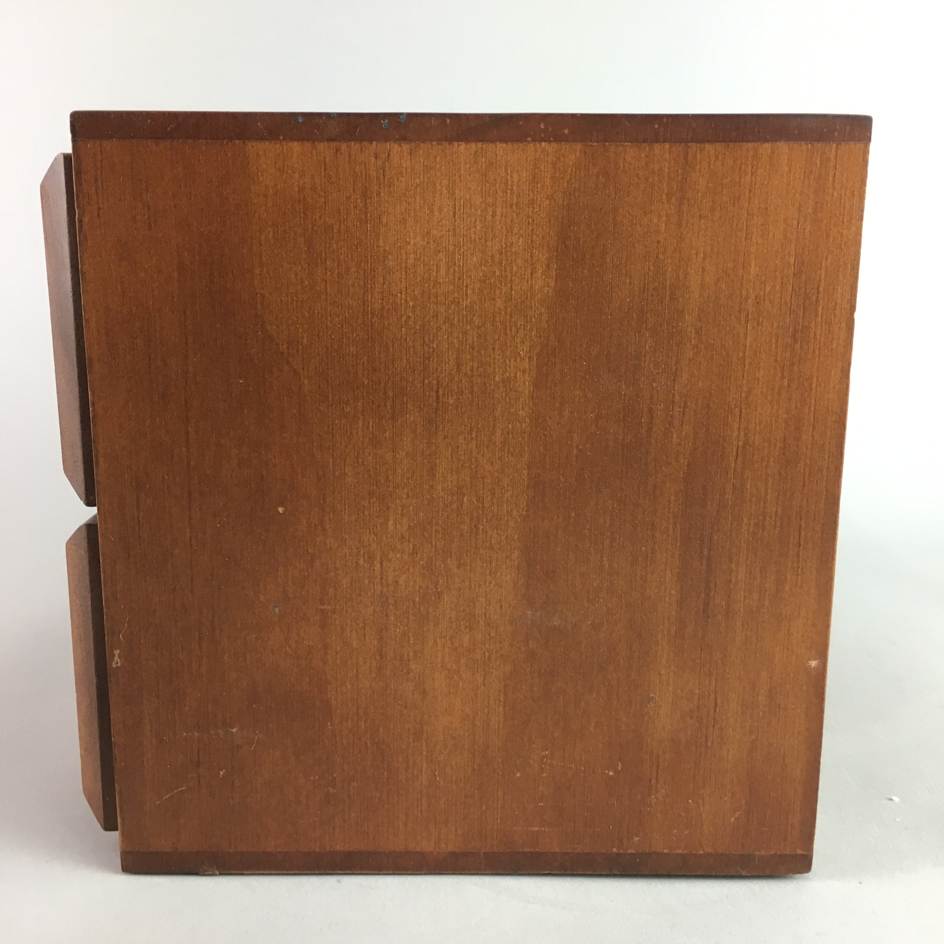 Japanese Wooden Sewing Box Vtg Haribako Chest Tansu 2 Drawers Grain T162