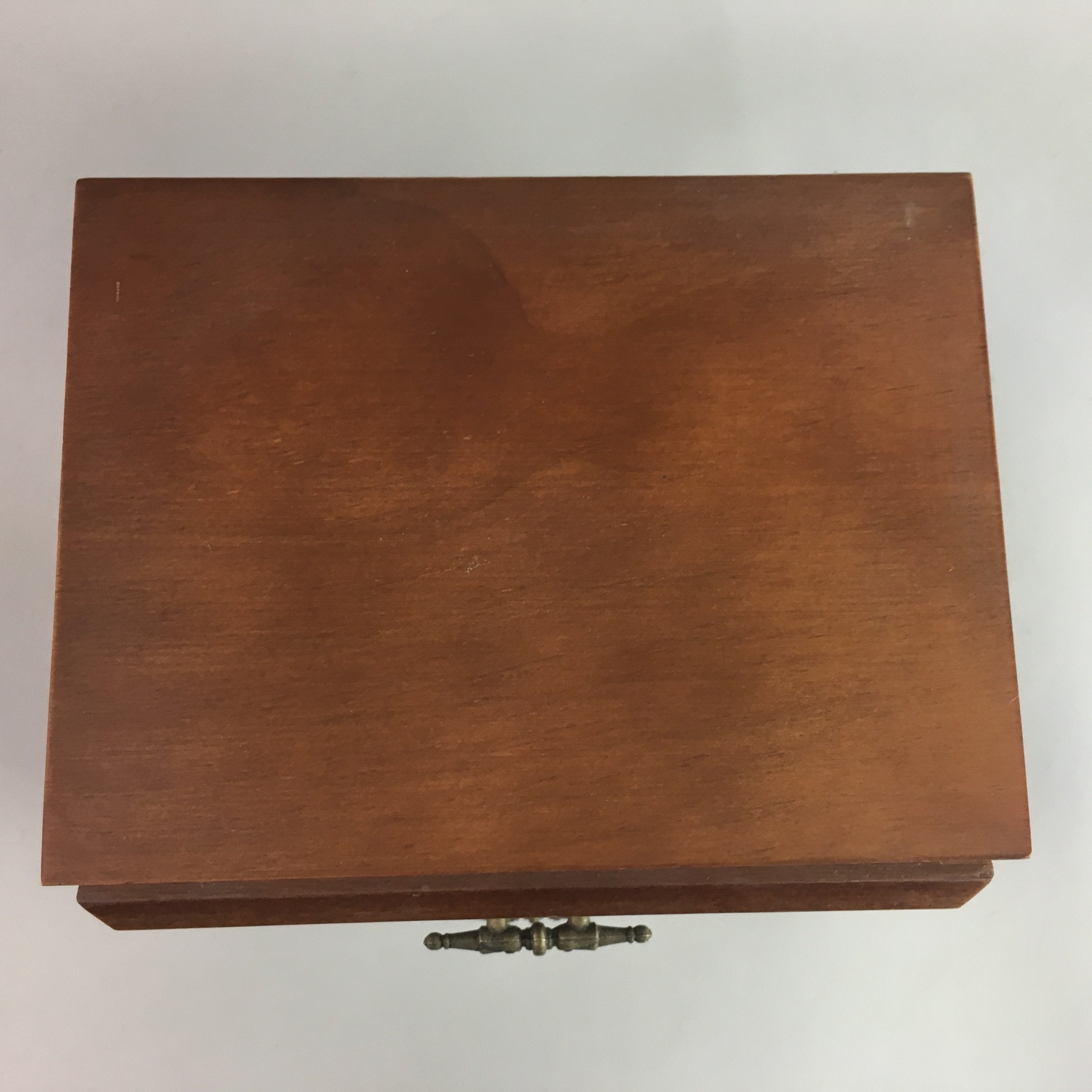 Japanese Wooden Sewing Box Vtg Haribako Chest Tansu 2 Drawers Grain T162