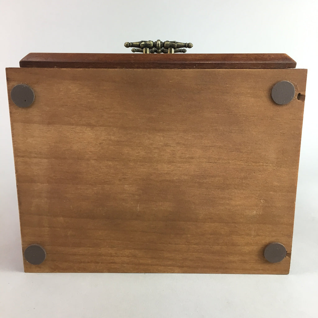 Japanese Wooden Sewing Box Vtg Haribako Chest Tansu 2 Drawers Grain T162