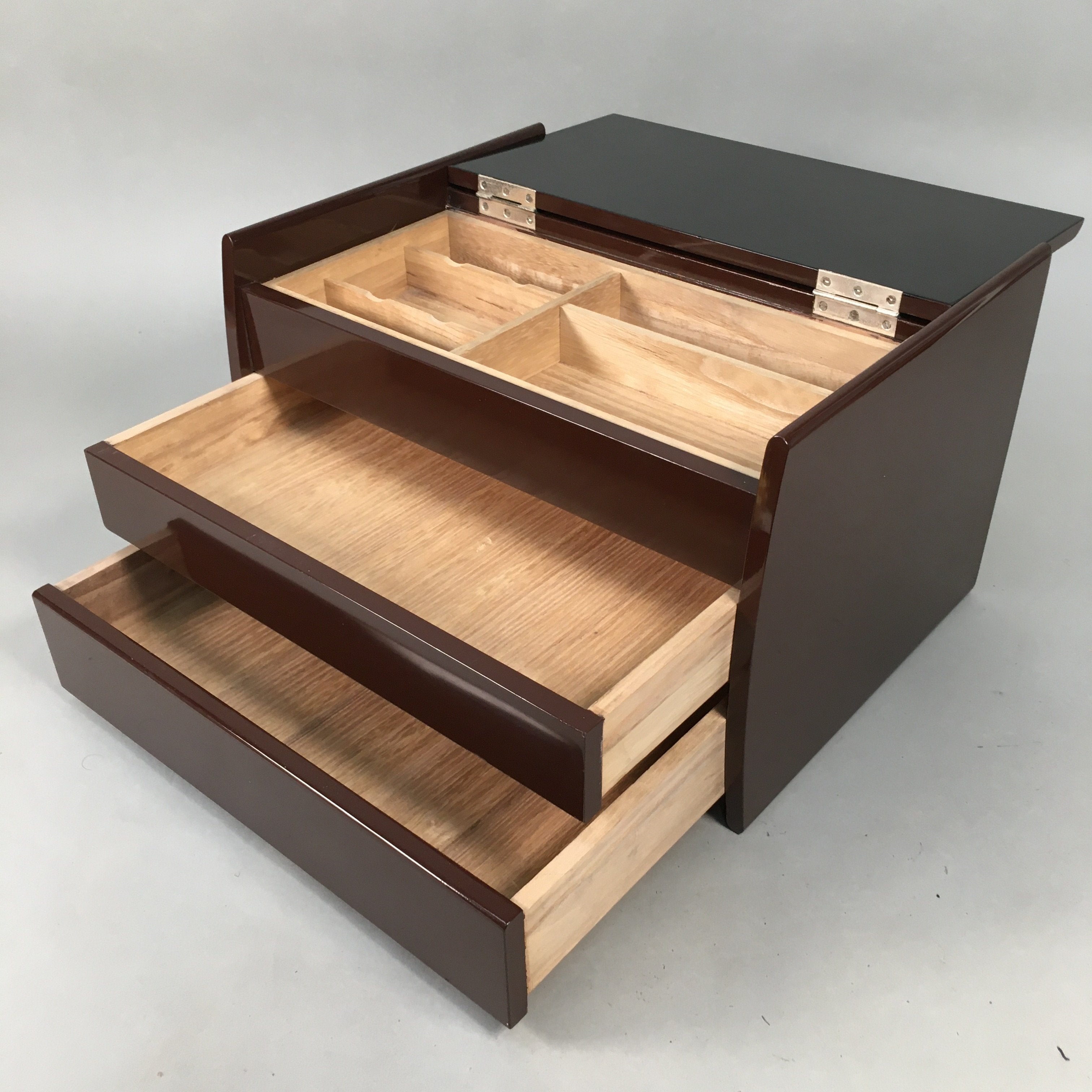 Japanese Wooden Sewing Box Vtg Haribako Chest Tansu 2 Drawers T228