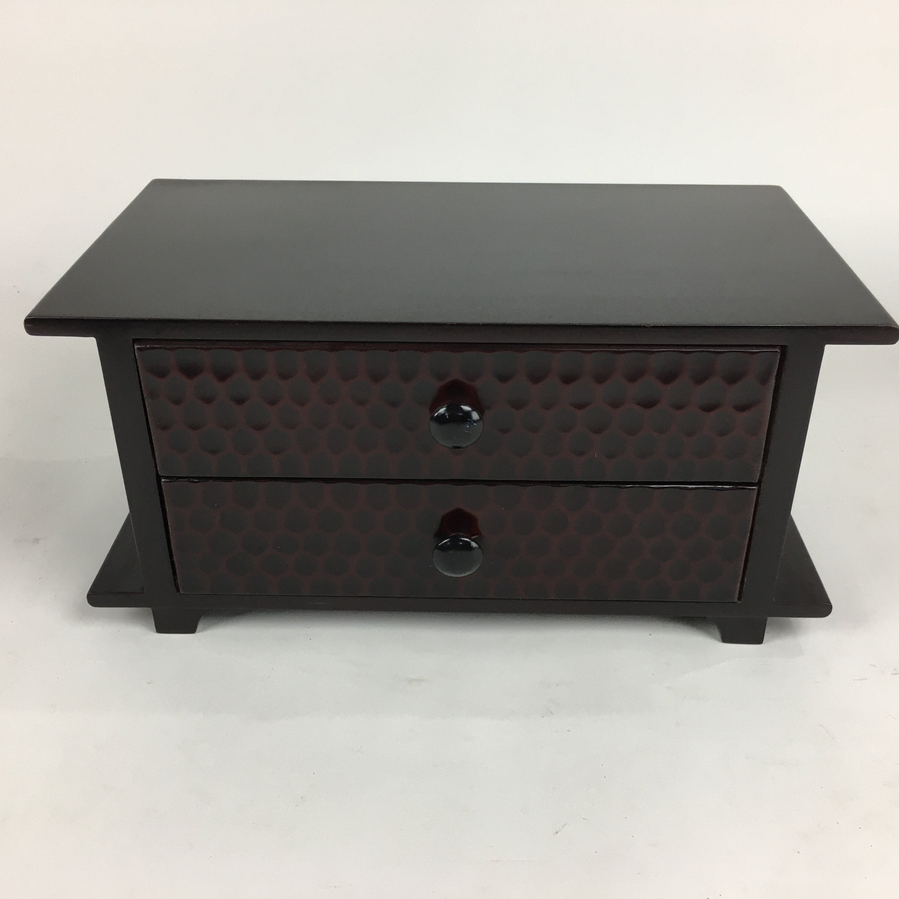 Japanese Wooden Sewing Box Vtg Haribako Chest Tansu 2 Drawers T260