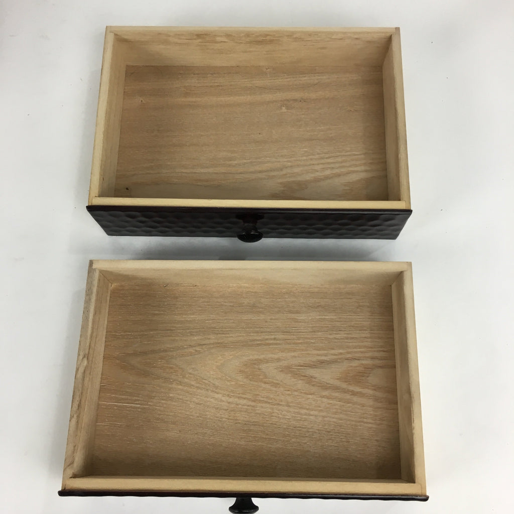Japanese Wooden Sewing Box Vtg Haribako Chest Tansu 2 Drawers T260