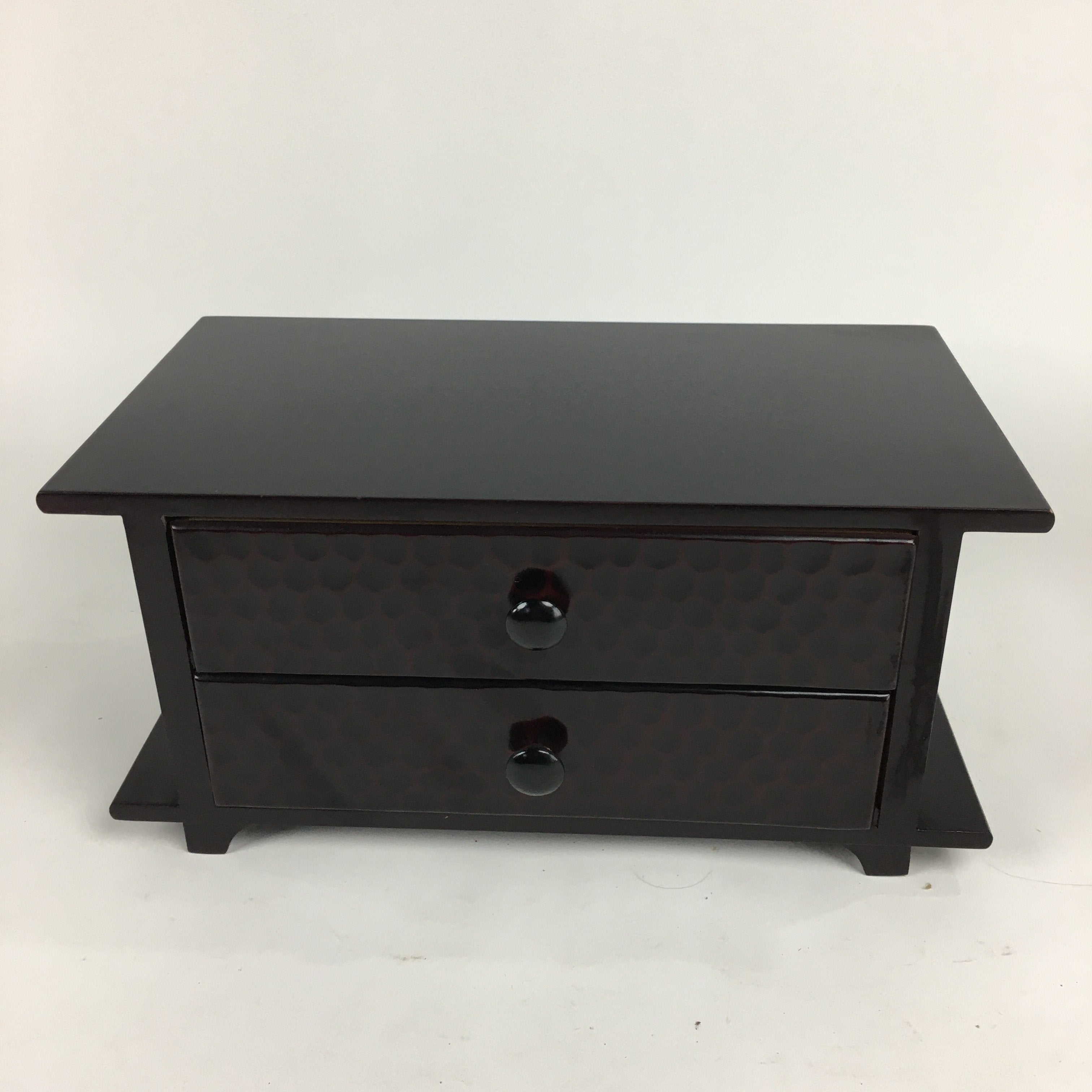 Japanese Wooden Sewing Box Vtg Haribako Chest Tansu 2 Drawers T261