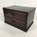 Japanese Wooden Sewing Box Vtg Haribako Chest Tansu 2 Drawers T272
