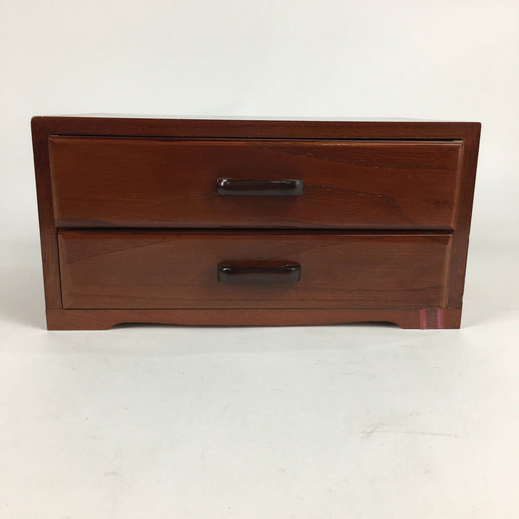 Japanese Wooden Sewing Box Vtg Haribako Chest Tansu 2 Drawers T273