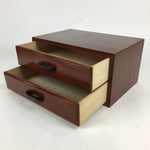 Japanese Wooden Sewing Box Vtg Haribako Chest Tansu 2 Drawers T273