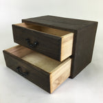 Japanese Wooden Sewing Box Vtg Haribako Chest Tansu 2 Drawers T304