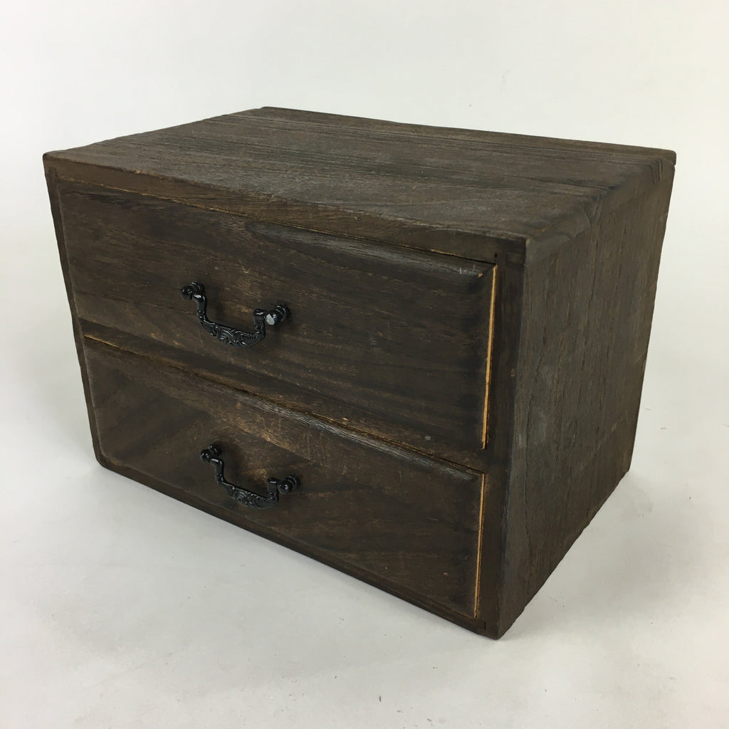 Japanese Wooden Sewing Box Vtg Haribako Chest Tansu 2 Drawers T304