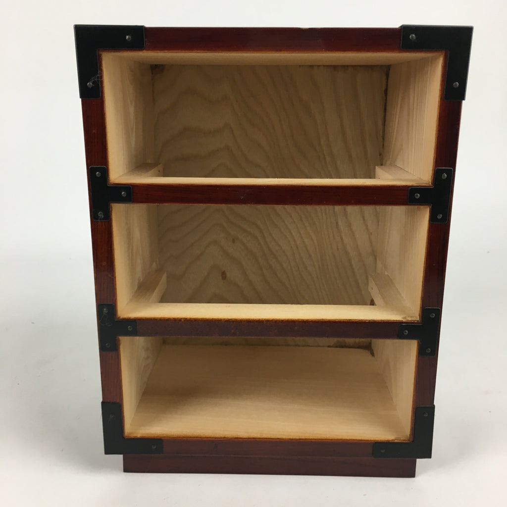 Japanese Wooden Sewing Box Vtg Haribako Chest Tansu 3 Drawers Brown T279