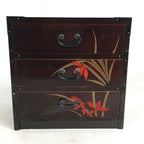 Japanese Wooden Sewing Box Vtg Haribako Chest Tansu 3 Drawers Iris T280