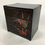 Japanese Wooden Sewing Box Vtg Haribako Chest Tansu 3 Drawers Iris T280