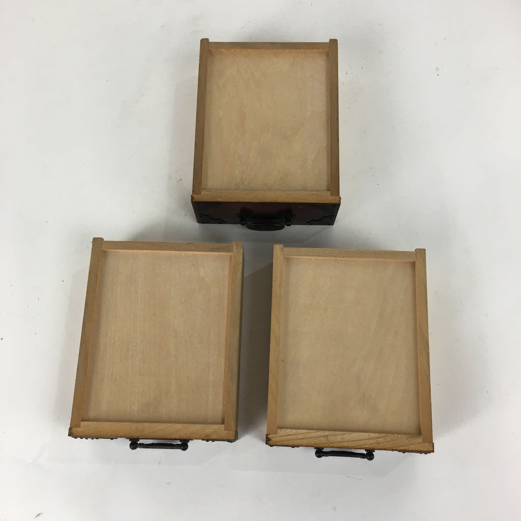 Japanese Wooden Sewing Box Vtg Haribako Chest Tansu 3 Drawers T252