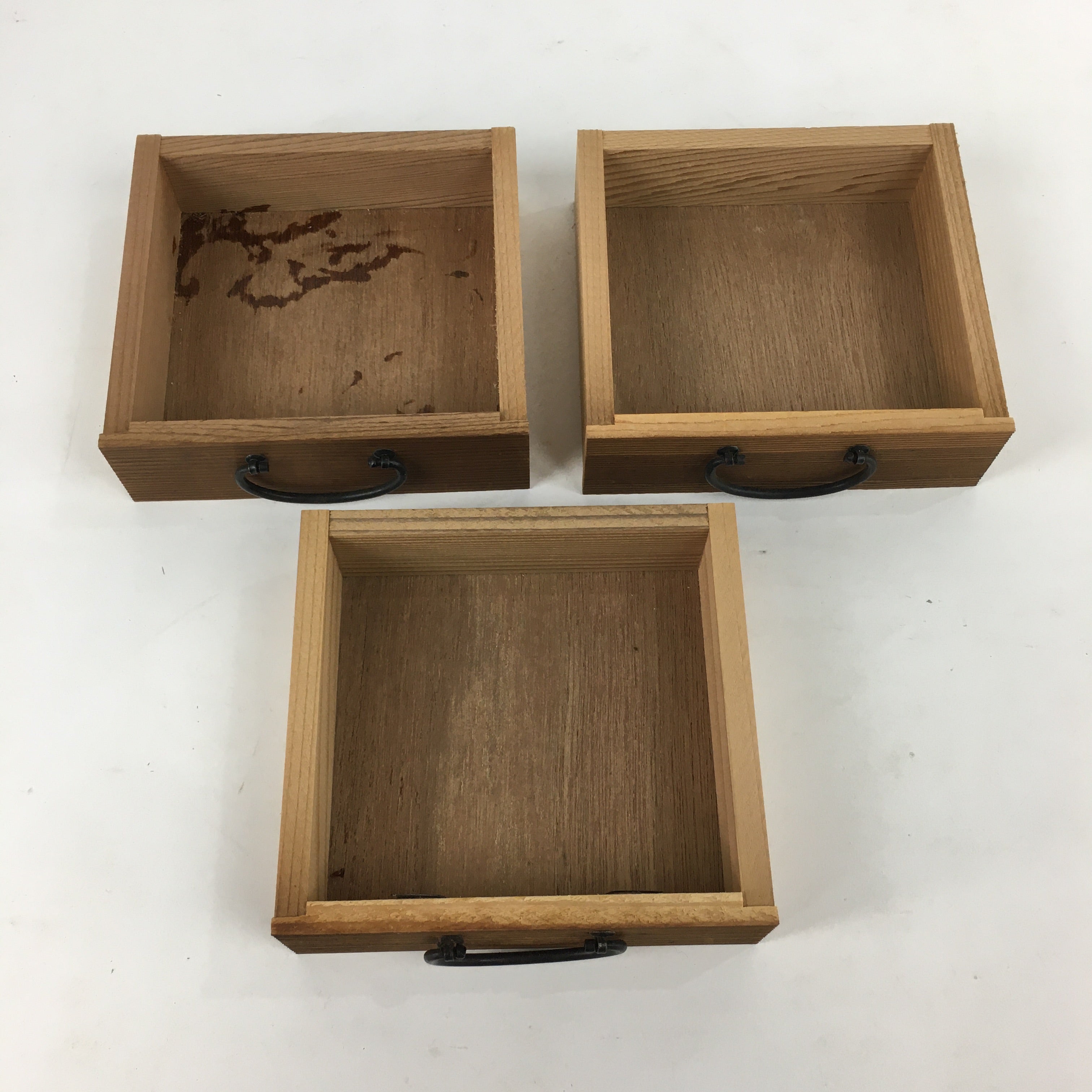 Japanese Wooden Sewing Box Vtg Haribako Chest Tansu 3 Drawers T298