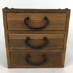 Japanese Wooden Sewing Box Vtg Haribako Chest Tansu 3 Drawers T298