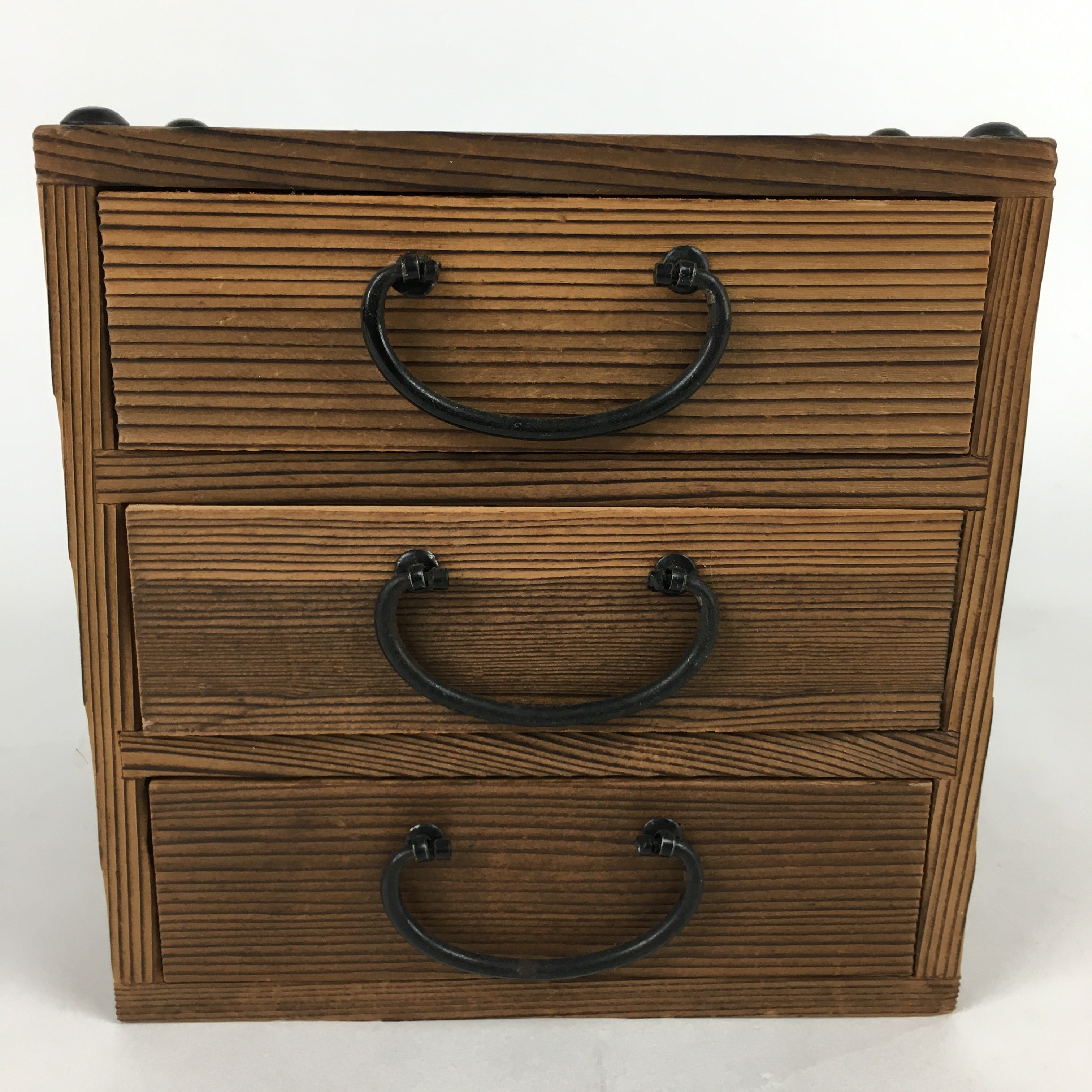 Japanese Wooden Sewing Box Vtg Haribako Chest Tansu 3 Drawers T298