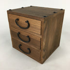Japanese Wooden Sewing Box Vtg Haribako Chest Tansu 3 Drawers T298