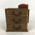Japanese Wooden Sewing Box Vtg Haribako Chest Tansu 3 Drawers T299