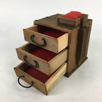 Japanese Wooden Sewing Box Vtg Haribako Chest Tansu 3 Drawers T299