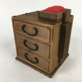 Japanese Wooden Sewing Box Vtg Haribako Chest Tansu 3 Drawers T299