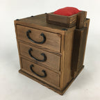 Japanese Wooden Sewing Box Vtg Haribako Chest Tansu 3 Drawers T299