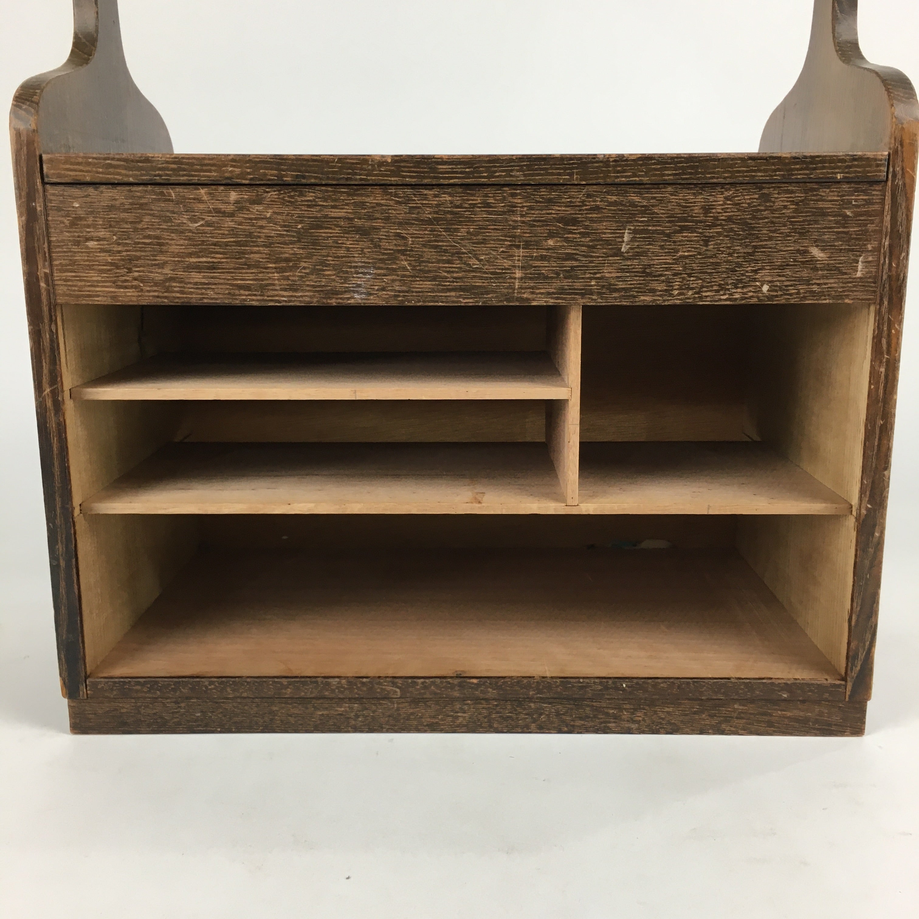 Japanese Wooden Sewing Box Vtg Haribako Chest Tansu 4 Drawers Brown T276