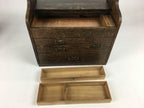 Japanese Wooden Sewing Box Vtg Haribako Chest Tansu 4 Drawers Brown T276