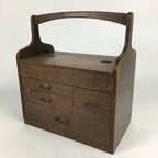 Japanese Wooden Sewing Box Vtg Haribako Chest Tansu 4 Drawers Brown T276