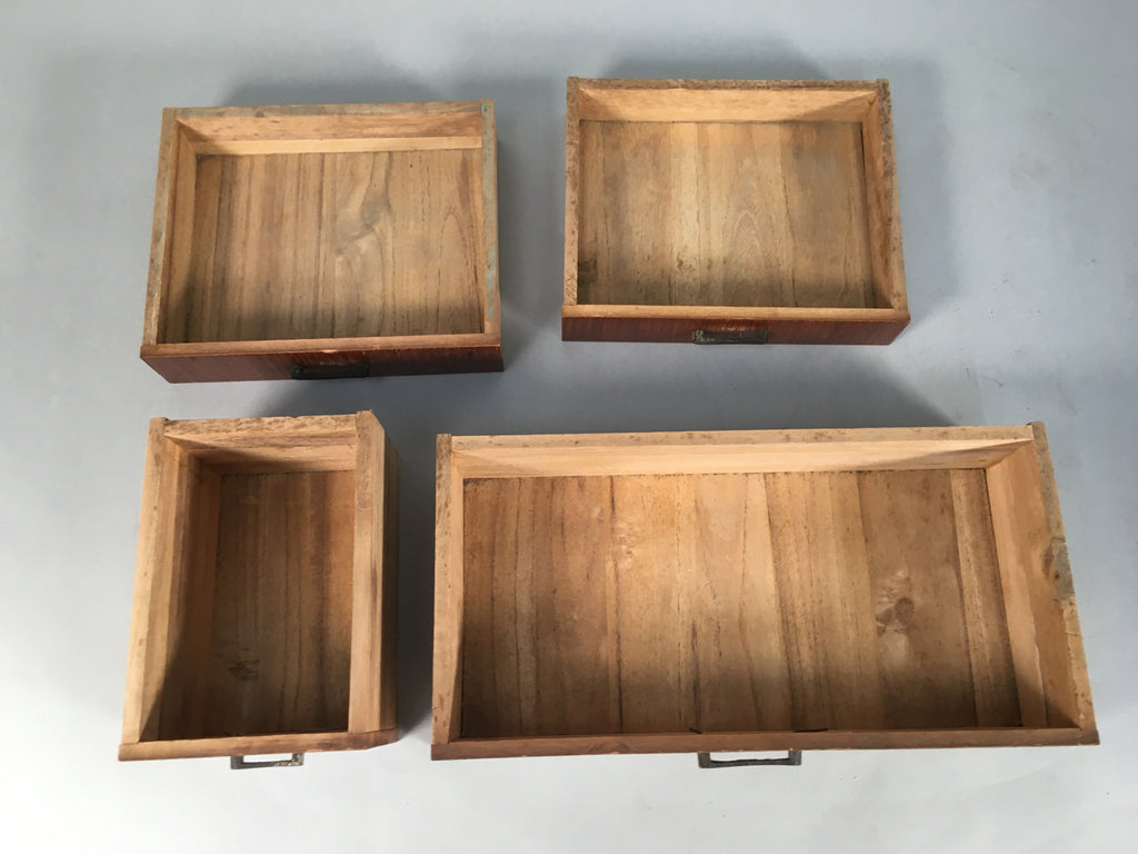 Japanese Wooden Sewing Box Vtg Haribako Chest Tansu 4 Drawers T224